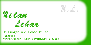 milan lehar business card